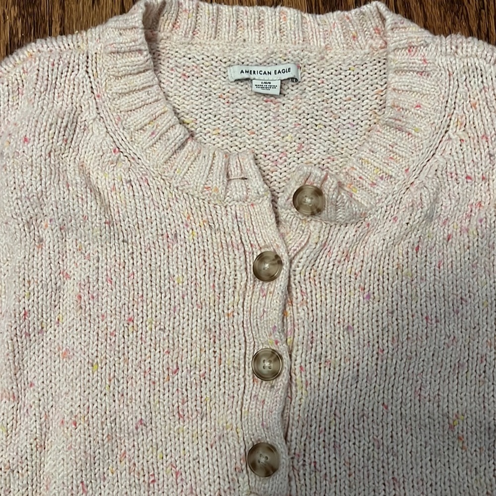 American Eagle Cropped Three Button Sweater - image 2